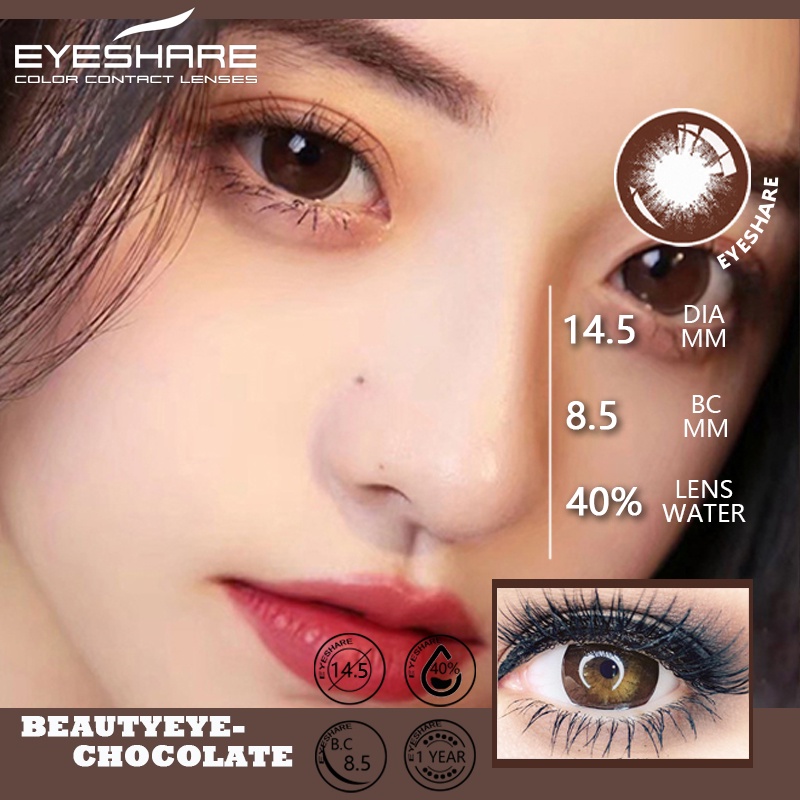 EYESHARE [Hàng mới về] Bộ 2 kính áp tròn màu dùng trang điểm tự nhiên không có hộp đựng