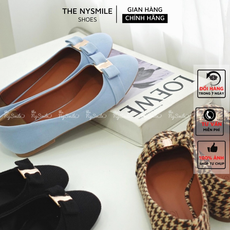 Giày búp bê mũi trong khóa vàng - THENYSMILE - OPEN