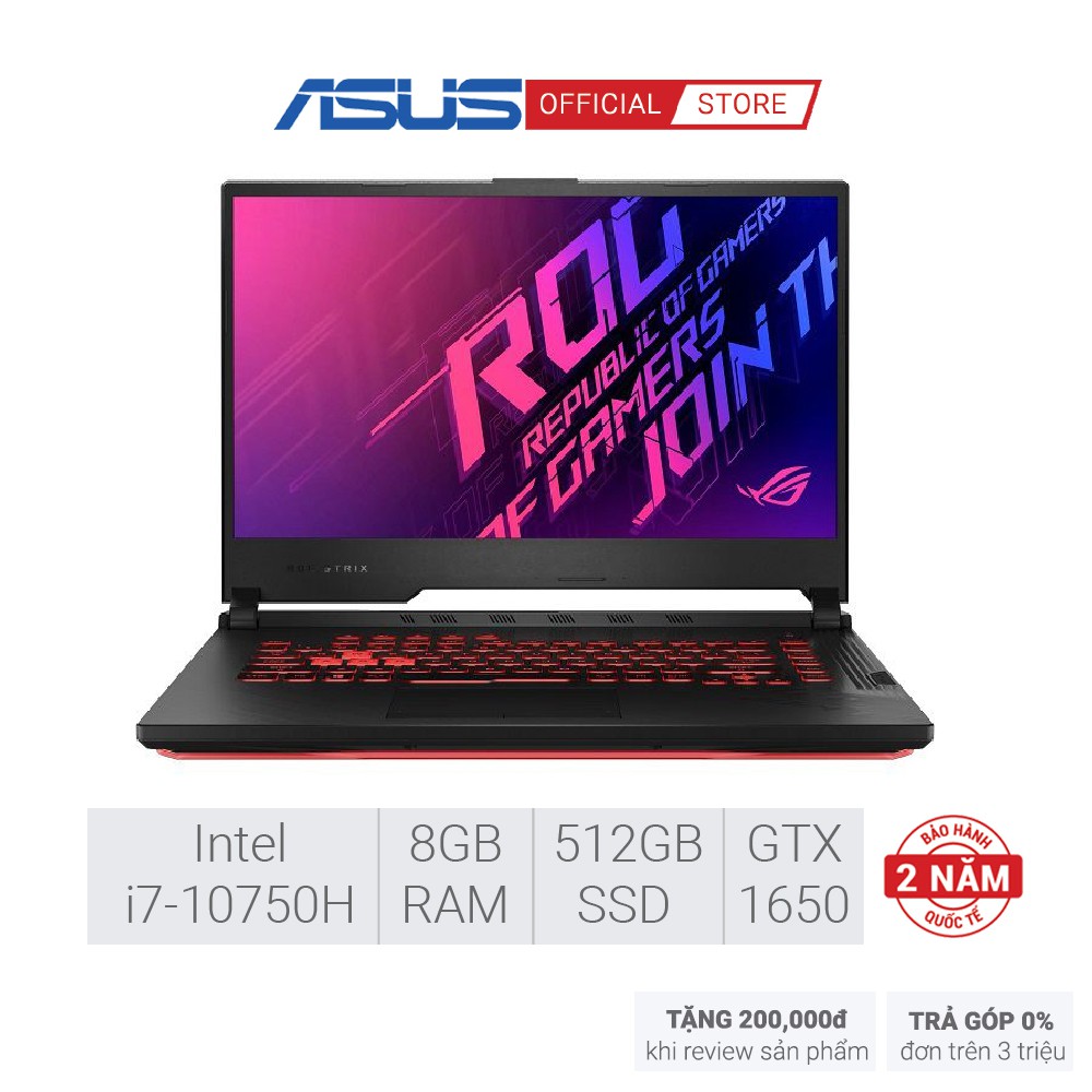 Laptop Asus ROG Strix G512-IAL001T i7-10750H GTX1650Ti 8GB 512GB 15.6″FHD 144Hz W10 | BigBuy360 - bigbuy360.vn