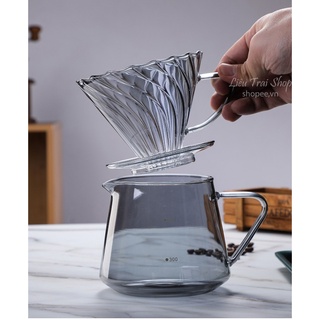 Bộ phễu lọc cà phê giấy v60 pour over drip tornado dripper
