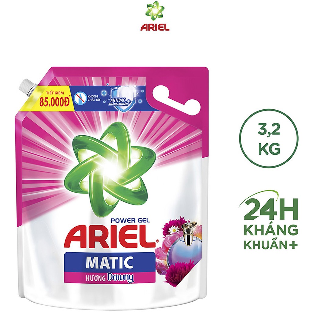 Nước Giặt Ariel Túi Sạch nhanh 3,5kg/ Giữ màu 3,2kg