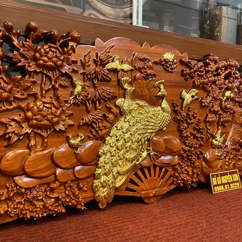 Tranh quạt gỗ phu thê viên mãn