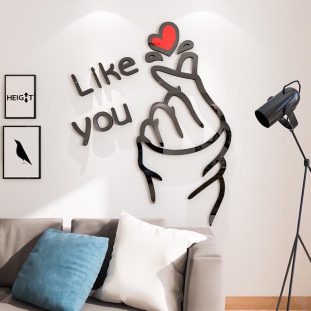 Tranh dán tường quán cafe/spa/nail/nối mi, tranh mica 3D - bắn tim, tranh trang trí phòng khách, phòng ngủ