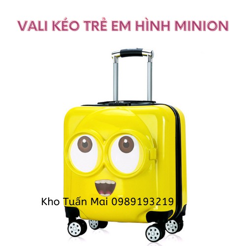 Vali cho bé SALE Minion cảm xúc hai mặt in Vali kéo cho trẻ em trai gái cao cấp sẵn hàng nhập khẩu đc loại 1