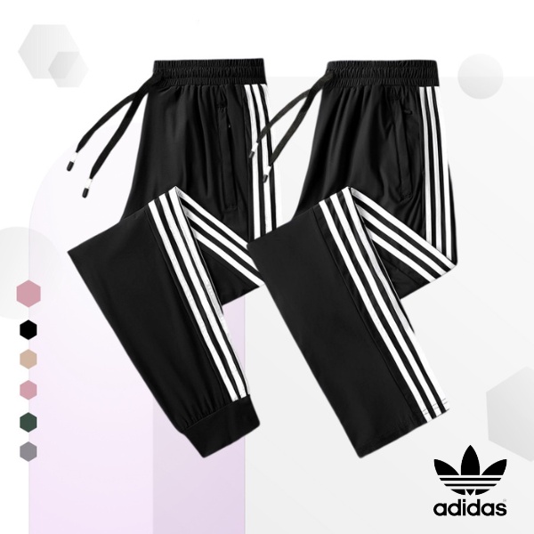 Quần thể thao nam nữ dài big size adidas 3 sọc ống suông 2 lớp dày dặn co dãn