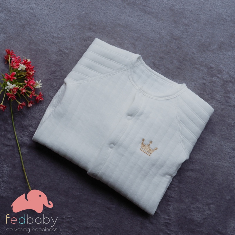 Bộ áo liền quần dành cho bé sơ sinh 0-6 tháng tuổi, thu đông dày dặn thương hiệu Fedbaby