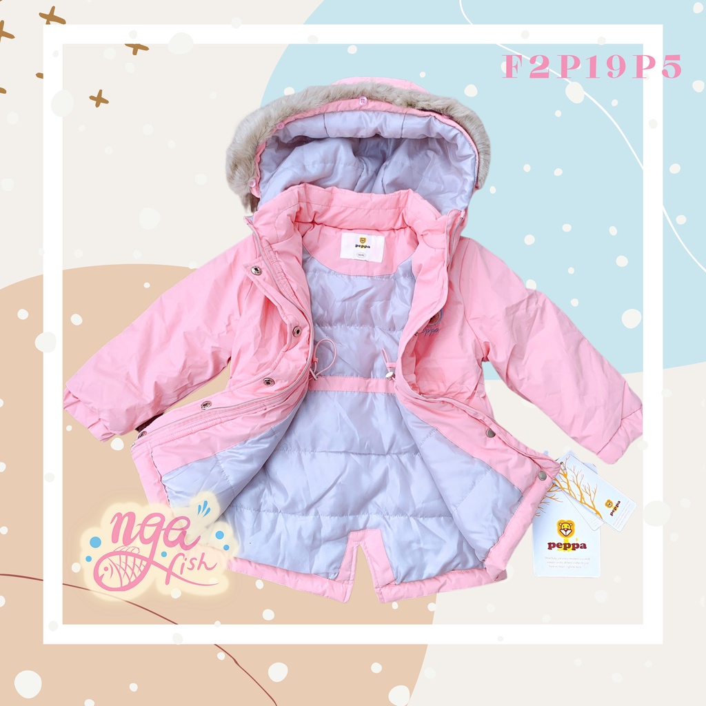 Áo khoác parka lót bông hồng Peppa đáng yêu Nga Fish F2p19P5