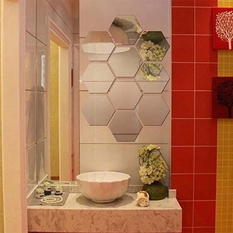 Set 12 Miếng Dán Trang Trí Hình Lục Giác  3D Nghệ Thuật