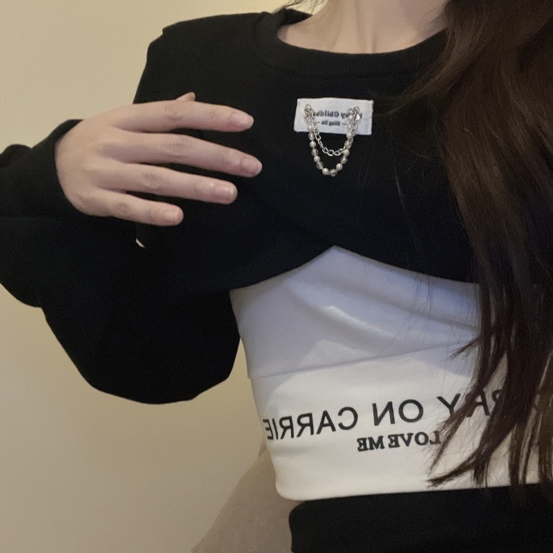 ZHELIHANGFEI Set Áo Thun Tay Dài + Quần Lưng Cao Thiết Kế Quyến Rũ