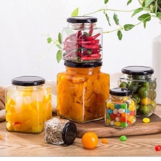 Hũ thủy tinh vuông nắp thiếc đủ size