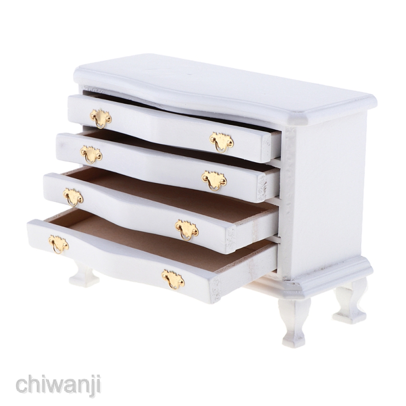 Tủ Quần Áo 4 Tầng Bằng Gỗ Tỉ Lệ 1 / 12 Trang Trí Nhà Búp Bê