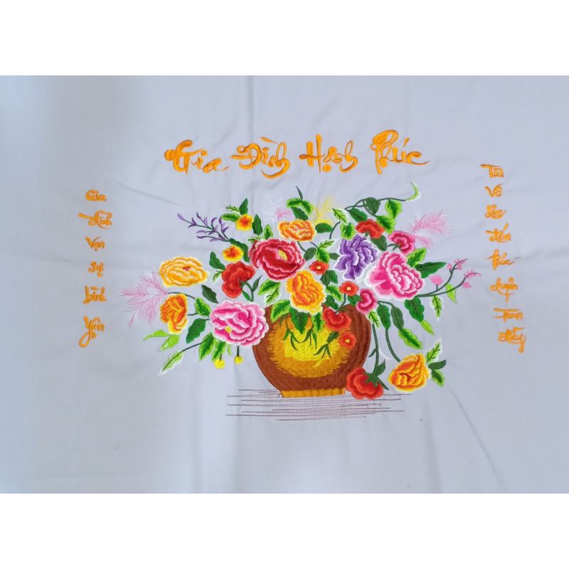 tranh thêu sẵn (tranh bình hoa)