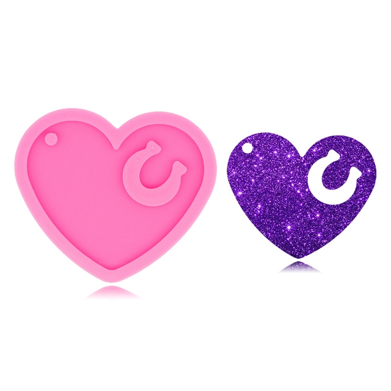 Khuôn Silicone Epoxy UV Làm Móc Khóa / Trang Sức Thủ Công Hình Trái Tim / Móng Ngựa