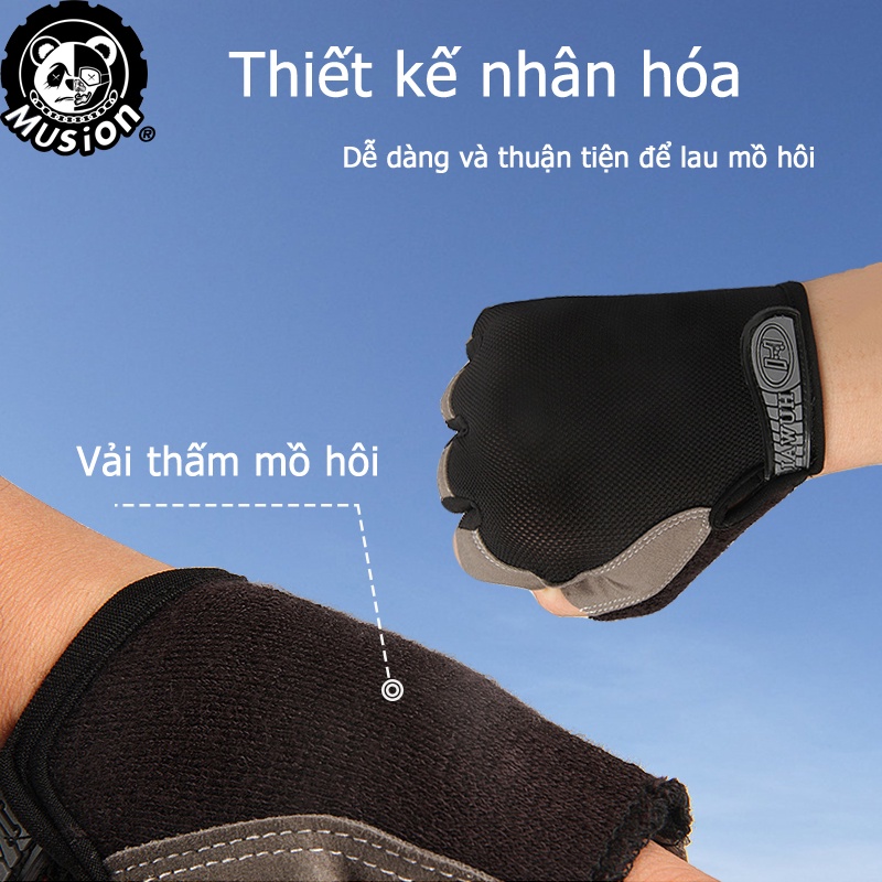 Găng tay thể thao hở ngón phối lưới thoáng khí