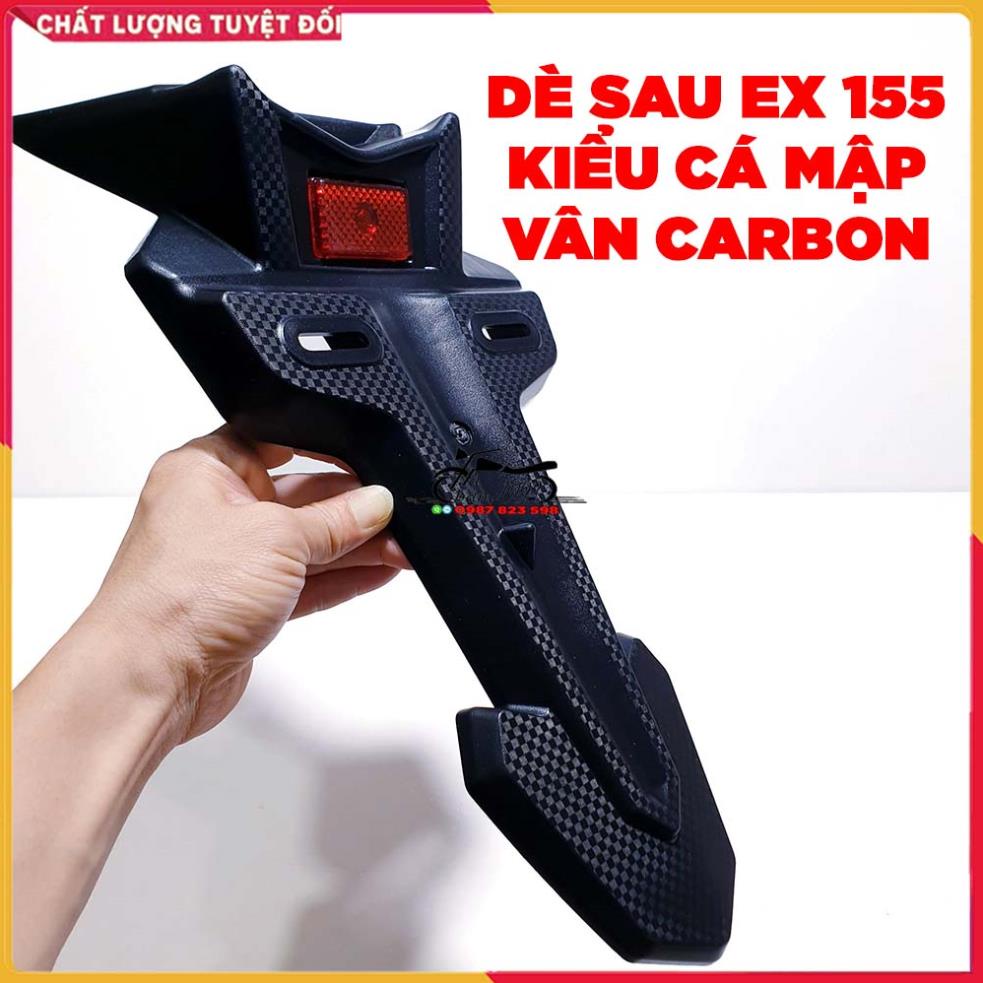 Dè Cá Mập Gắn Exciter 155 - Chắn Bùn Sau Kiểu Cá Mập Ex 155 Vân Carbon