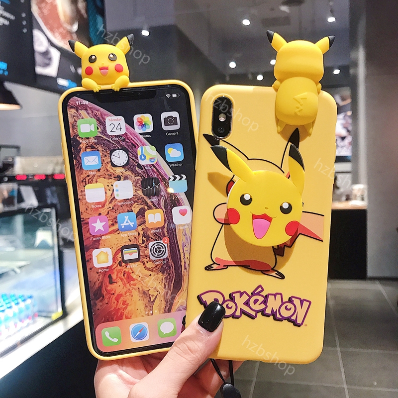 【Ready Stock】Casing OPPO R11S R11 R11SPlus R11Plus case soft cover for OPPO R9S Cartoon cute Pikachu With lanyard & Holder & mirror silicone TPU Shockproof phone case ốp lưng