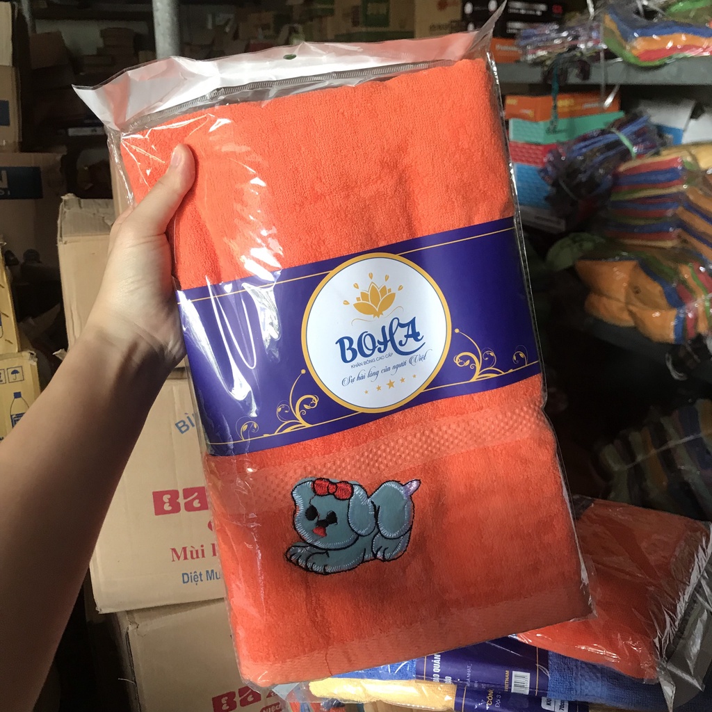 Khăn Tắm Thêu Hình Gấu 70x140cm Hàng Việt Nam Có Nhiều Màu