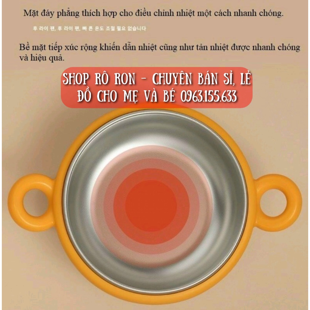 Bát ăn dặm giữ nhiệt AMO - Bát chống đổ kèm thìa rĩa cho bé - Shop Rô Ron