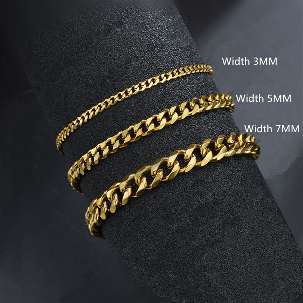 Vòng tay dây xích 3/5/7mm thép không gỉ nhiều màu cá tính thời trang cho nam nữ
