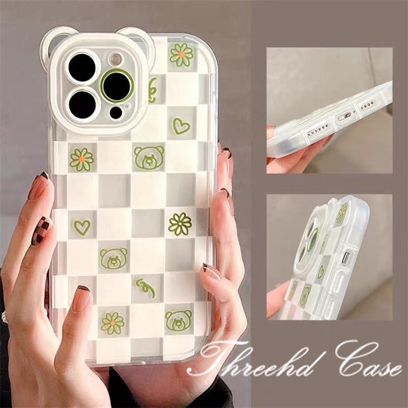 Ốp Lưng Silicon TPU Mềm Trong Suốt Họa Tiết Kẻ Ô Cho iPhone 14 13 12 11 Pro Max SE2020 X XR XS Max 7 8 6 6s Plus