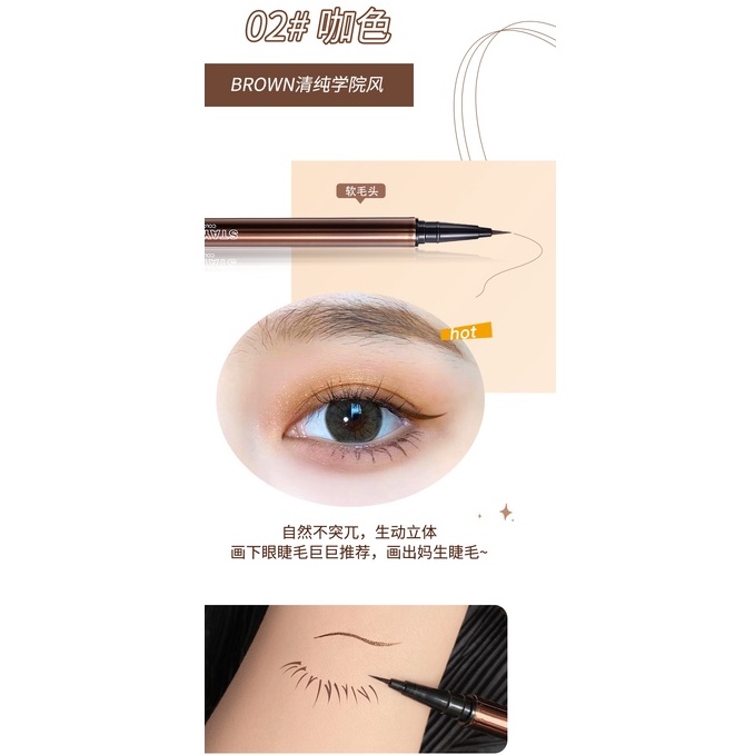 Bút Kẻ Mắt Nước WODWOD 0.01mm Màu Đen / Nâu Lâu Trôi Chống Thấm Nước NO.W931