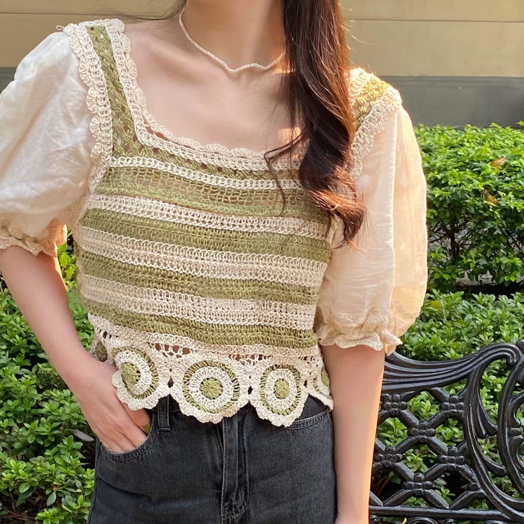 Áo Sơ Mi Ngắn Tay Cổ Vuông Thiết Kế Thời Trang Cho Nữ