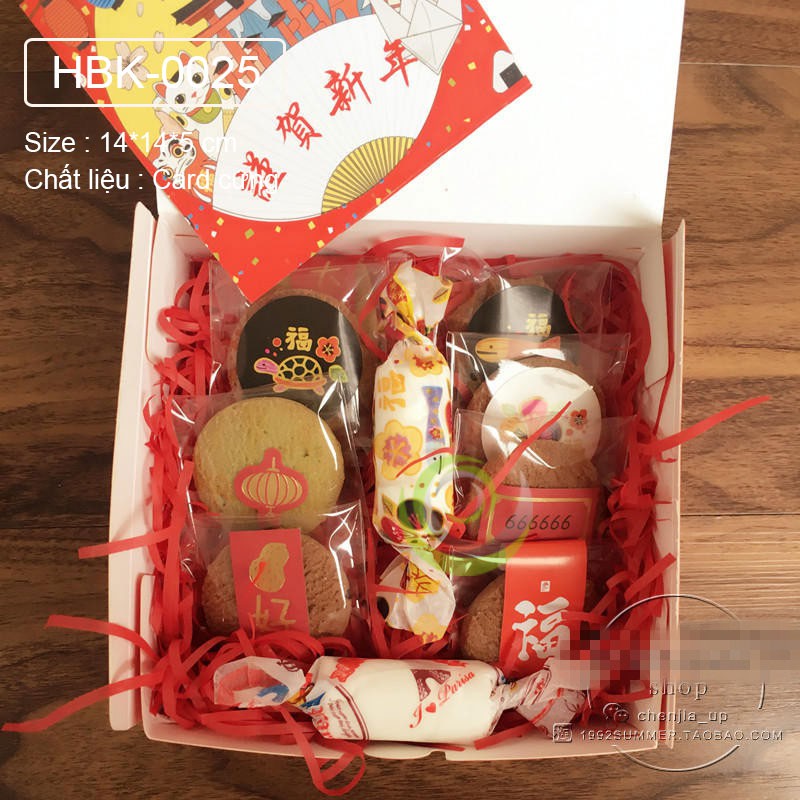 Hộp Bánh Kẹo Phong Cách Tết Nhật Hộp Hình Vuông HBK-0025 | BigBuy360 - bigbuy360.vn