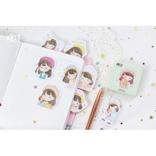 Hộp 45 miếng sticker mẫu cô bé đội nón