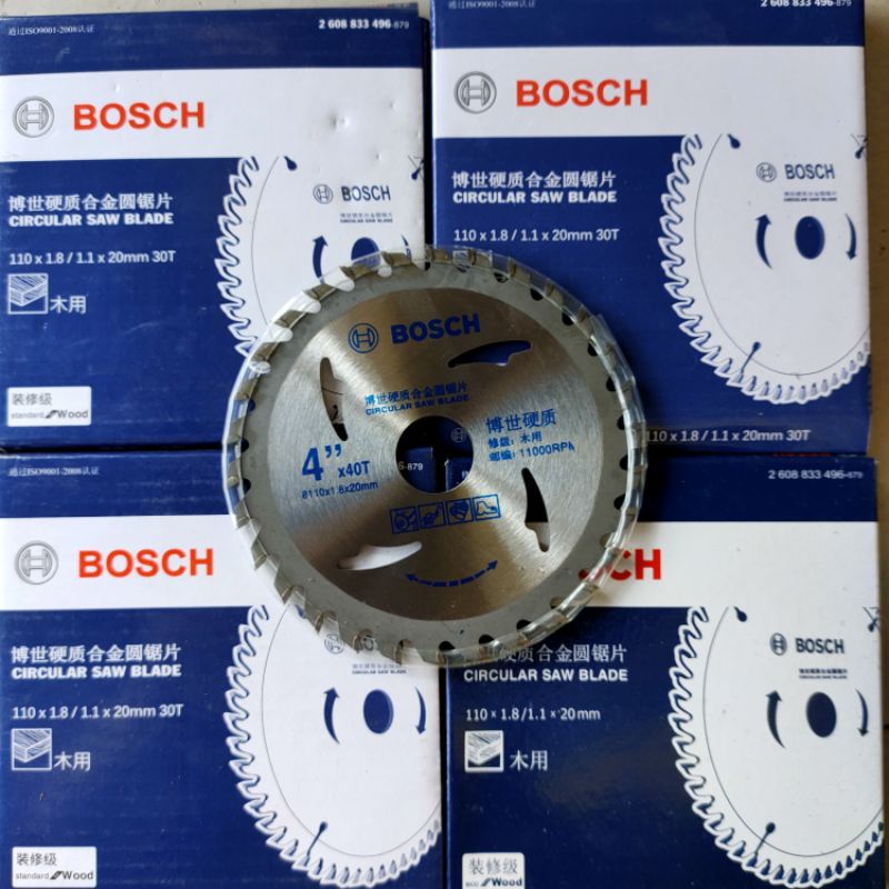 Lưỡi cưa gỗ, cắt gỗ Bosch đĩa cưa phi 110 x1.8 x20mm, loại cưa 40 răng được làm bằng hợp kim thép cứng, cắt ngọt, mịn