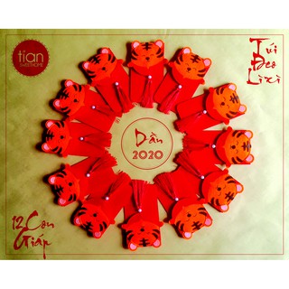 TÚI ĐEO LÌ XÌ  HANDMADE 12 CON GIÁP: DẦN
