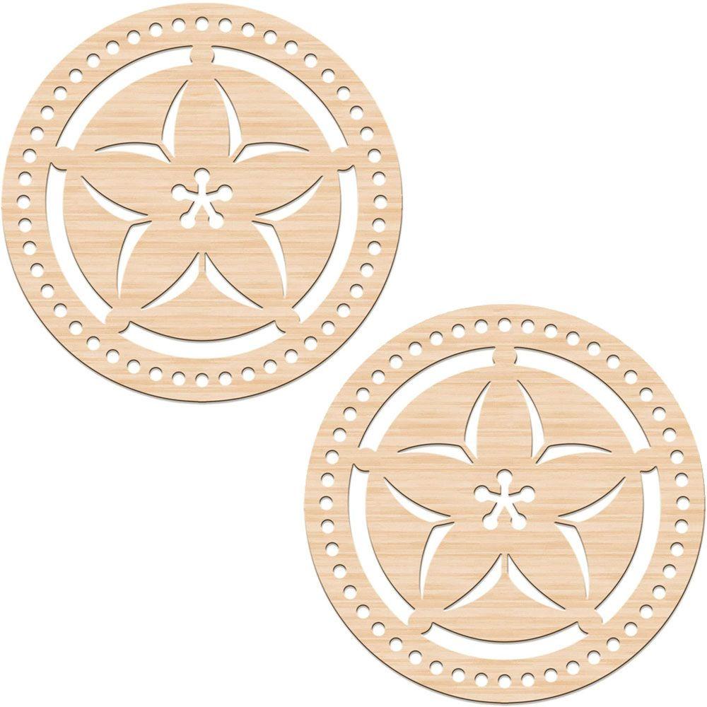 Bộ 2 Rổ Gỗ Tự Nhiên Hình Tròn Dùng Thêu Thùa Đồ Thủ Công DIY