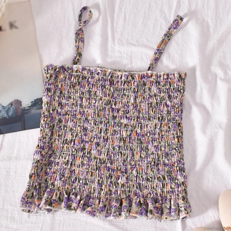 Áo Hai Dây Họa Tiết Hoa Xinh Xắn Cho Nữ