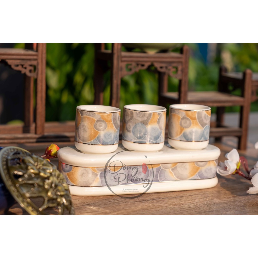 [ĐỒ THỜ CÚNG] BỘ CHUNG NƯỚC CÚNG SỨ TRẮNG VÂN XANH NGỌC CAO CẤP