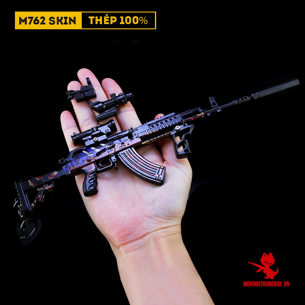 Mô Hình Pubg M762 Skin Haloween Tặng Kèm 3 Scope Và Kệ Trưng Bày 19cm