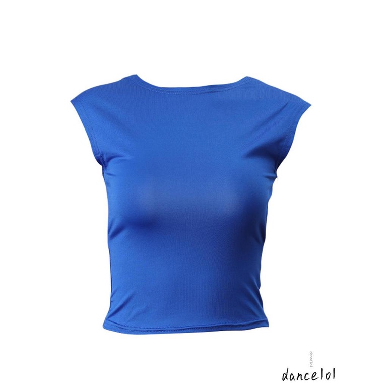 Áo Khiêu Vũ 1O1 Tay Ngắn Màu Trơn Cổ Đảo Ngược