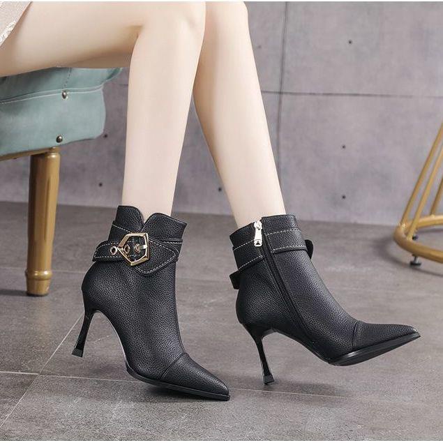 Giày boot Cao Gót Mũi Nhọn Thiết Kế Mới Thời Trang Mùa Đông Dành Cho Nữ