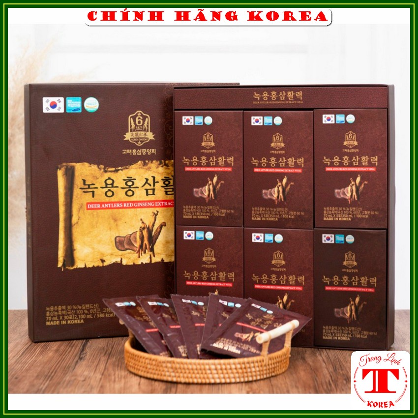 Nước hồng sâm nhung hươu hàn quốc thượng hạng, hộp 30 gói - tranglinh