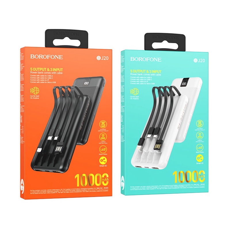 Pin Sạc Dự Phòng 10000mAh / 20000mAh Kèm Dây Theo Pin Borofone -  Bảo Hành 12T Chính Hãng