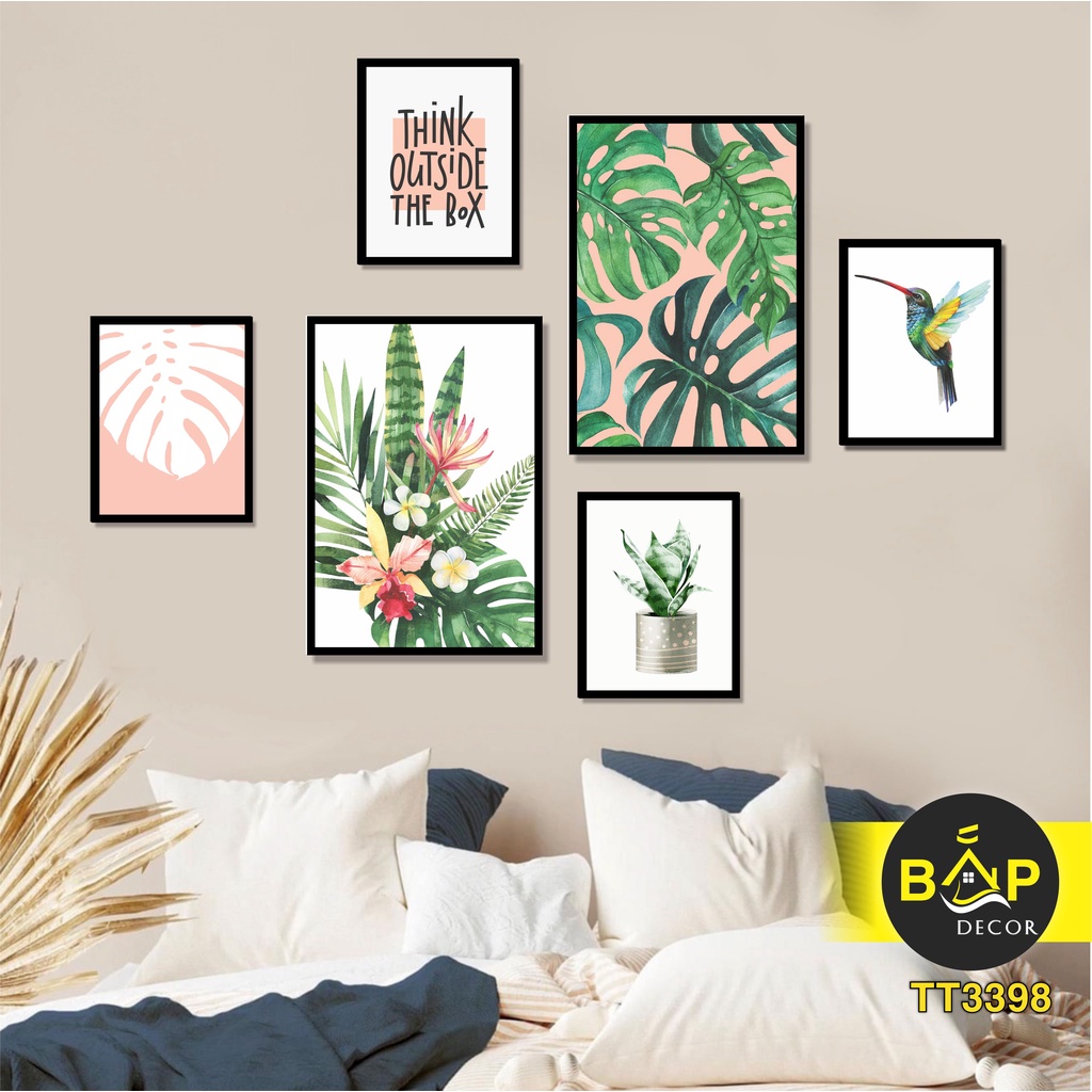 50 Bộ set 6 tranh treo tường khổ 40x60, tranh dán tường size đại, canvas, Bắp Decor.