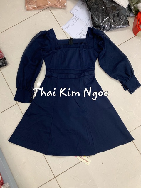 Đầm xoè cổ vuông xếp li 3 màu kèm ảnh thật | BigBuy360 - bigbuy360.vn