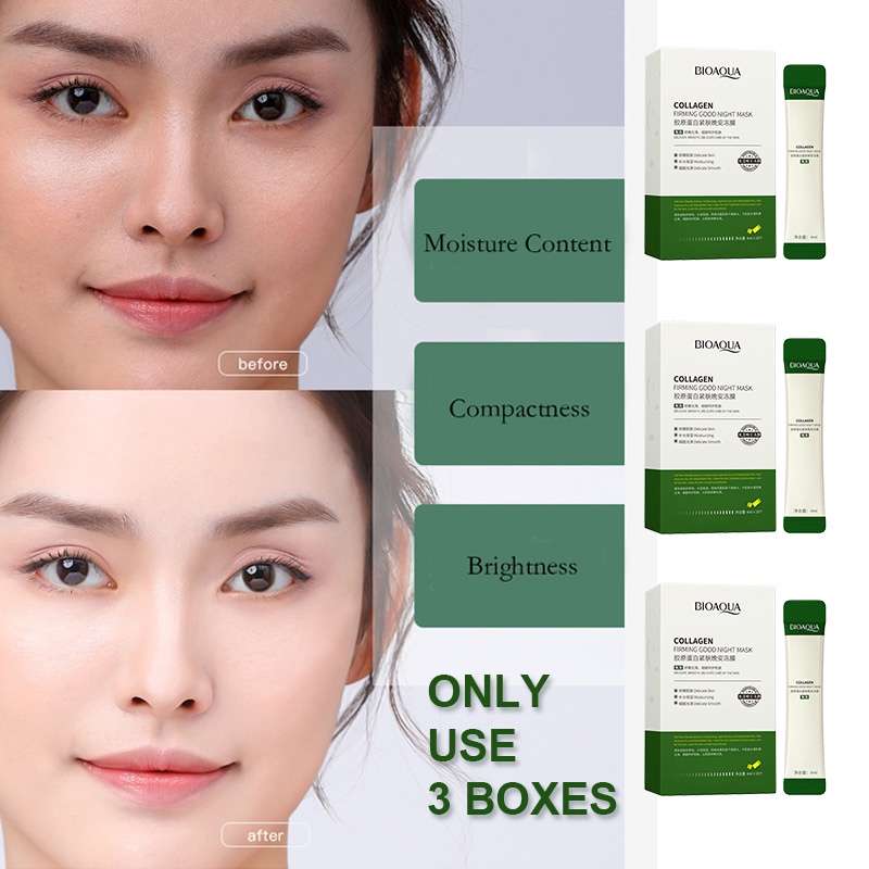 Hộp 20 Mặt Nạ Ngủ BIOAQUA Collagen Làm Săn Chắc Da Dưỡng Ẩm Và Tái Tạo Da Se Khít Lỗ Chân Lông Chống Nếp Nhăn