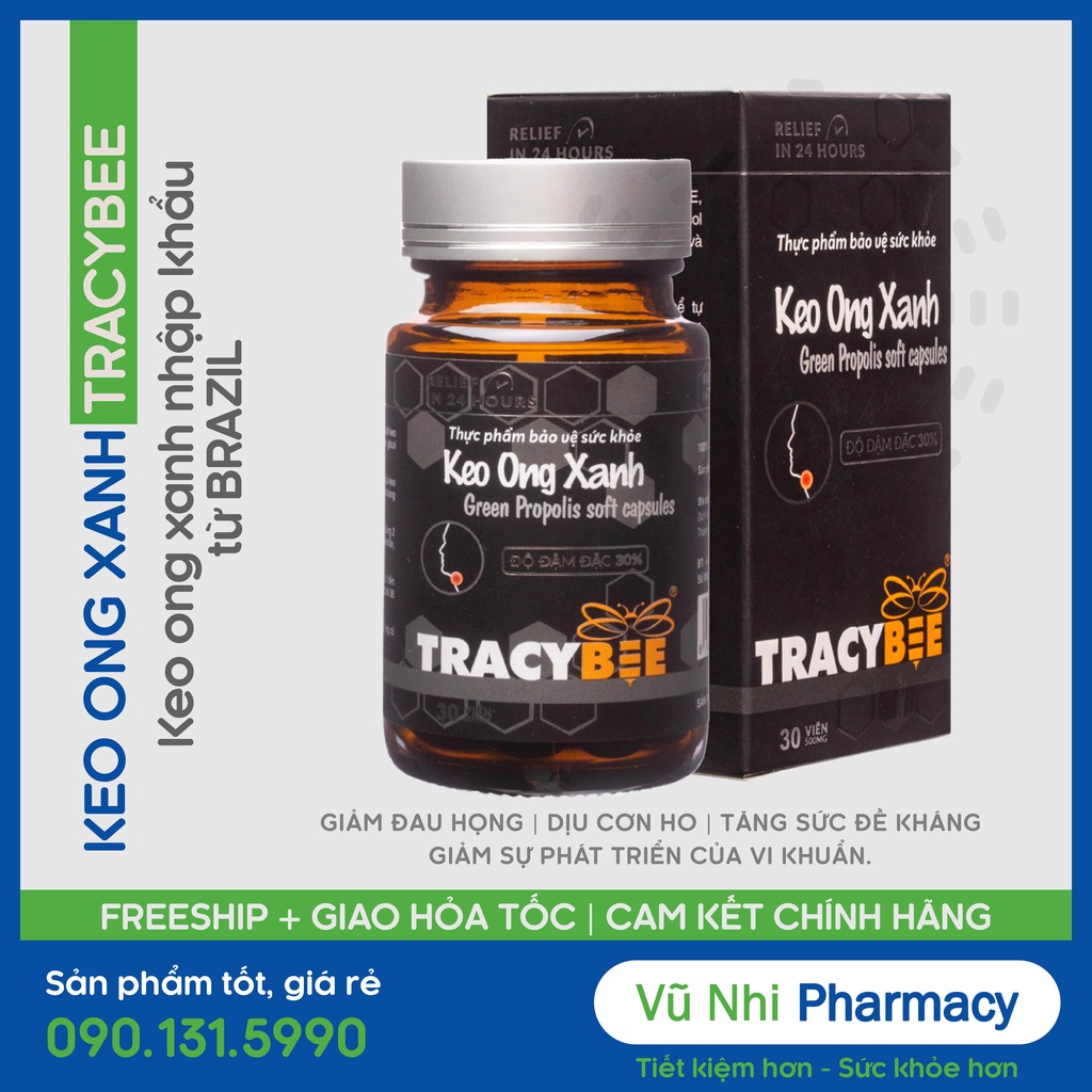 Hộp 30 Viên Keo Ong Xanh Tracybee Kháng Khuẩn