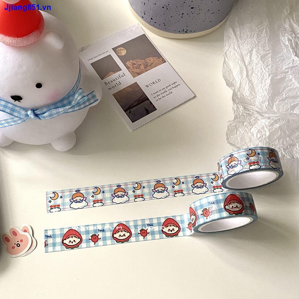 Decorative stickers Japanese ins cute cartoon bear and paper tape elementary and middle school students retro DIY hand account decoration can tear tape paper