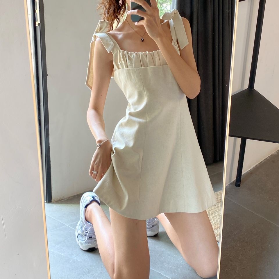 Đầm Chữ A Hai Dây Dáng Ôm Phong Cách Hàn Quốc Ngọt Ngào Cho Nữ