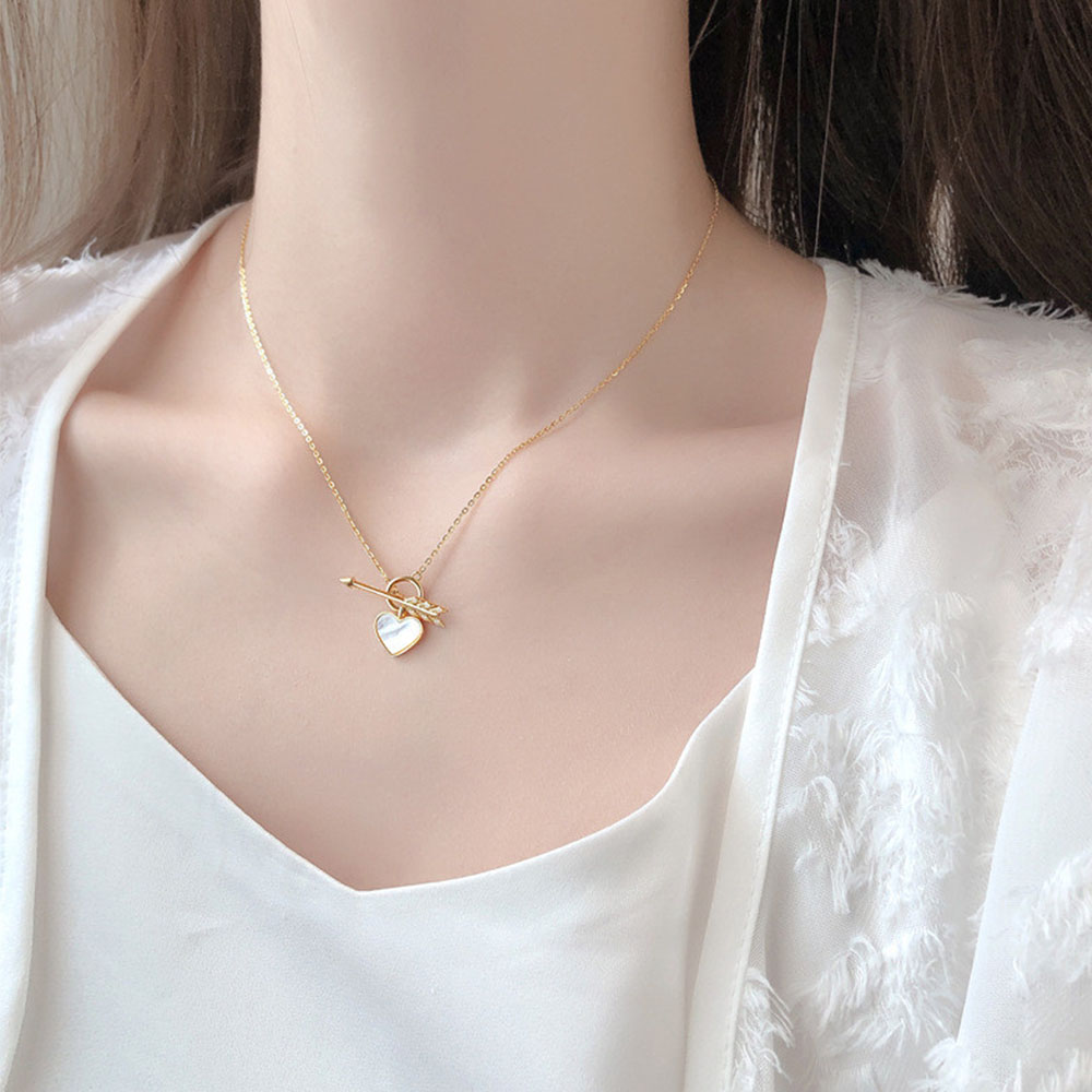 Vòng cổ mặt hình mũi tên đính đá trái tim thời trang sang trọng cho nữ