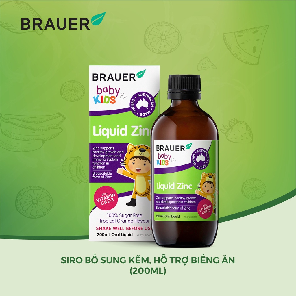 Siro BRAUER ZinC - Kẽm Hỗ trợ Biếng ăn cho trẻ từ 1 tuổi