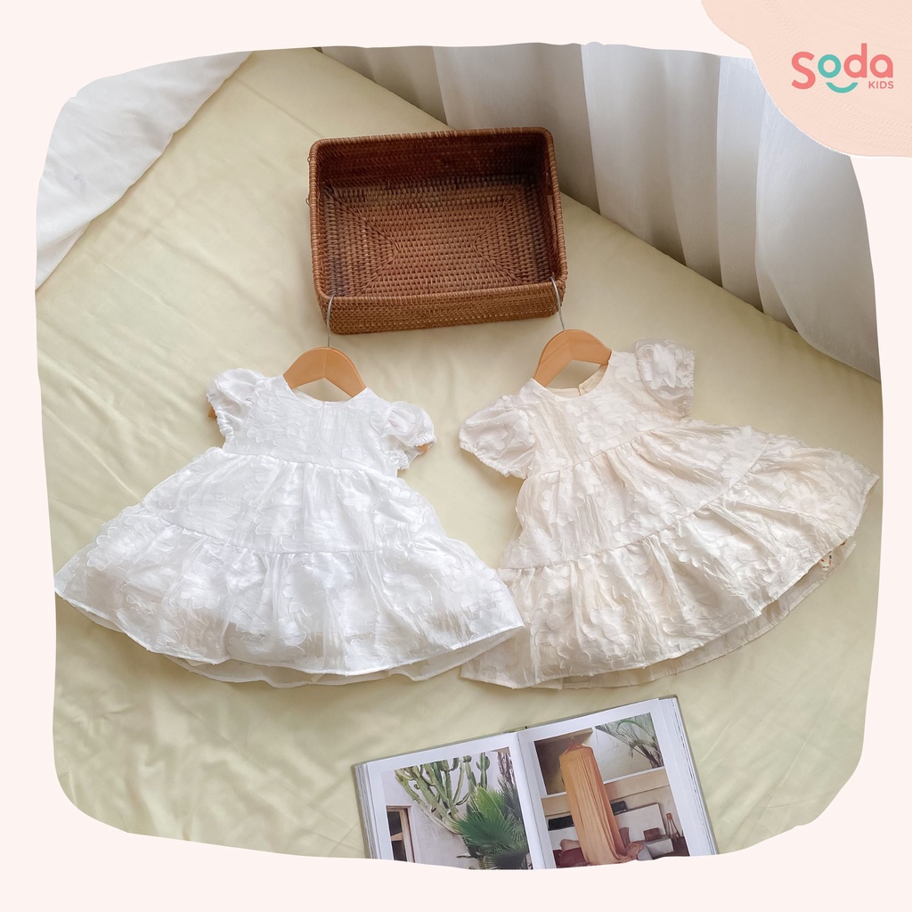 Váy bé gái, váy công chúa Cloudfee SODA KIDS họa tiết hoa nổi nhiều màu