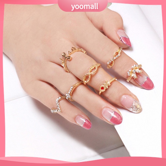 Yomall♡ Bộ 7 NhẫN Midi HợP Kim NhiềU KiểU DáNg