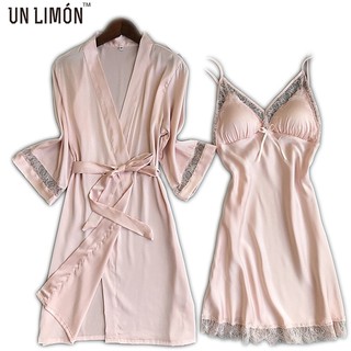 Đầm ngủ lụa satin unlimon viền ren cho nữ