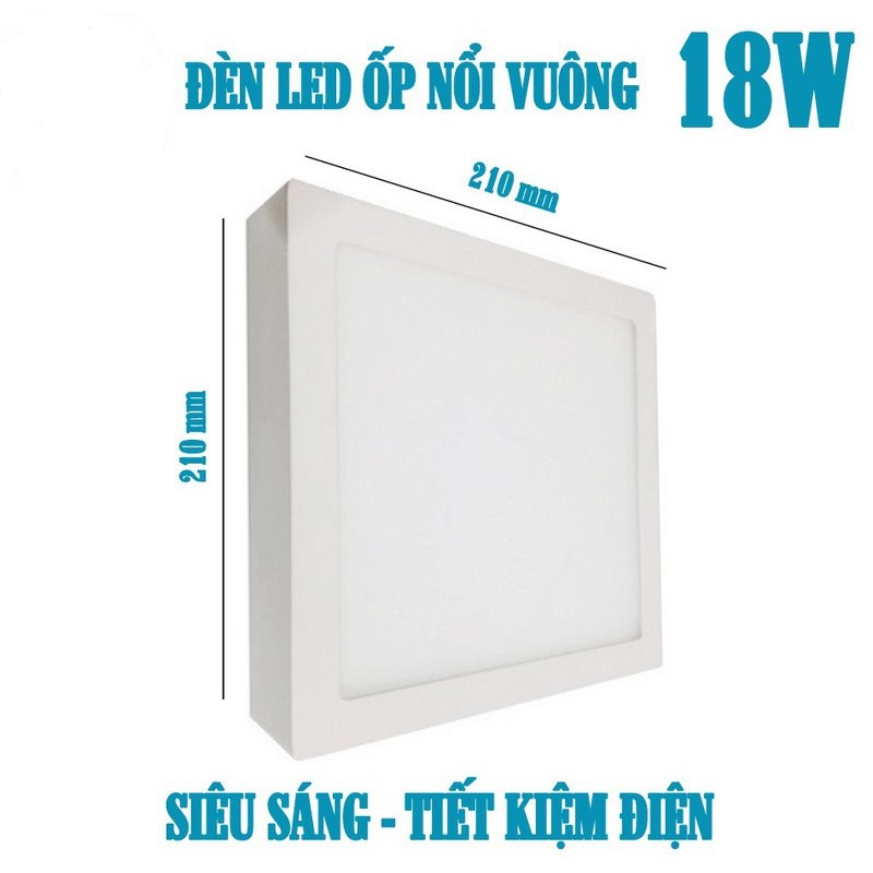 Đèn led ốp trần thạch cao , trần bê tông vuông 18W ánh sáng trắng tiết kiệm điện bảo hành dài